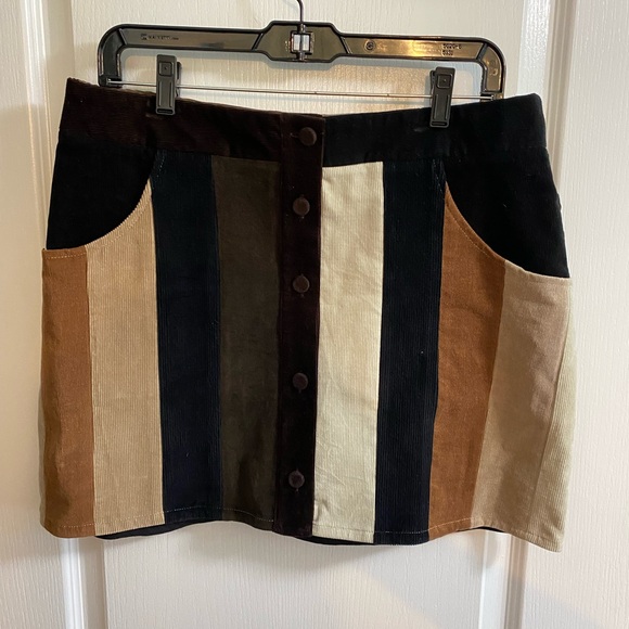 E.L.V. Denim CORDUROY STRIPE MINI SKIRT UK 14 US 10 - Picture 3 of 11